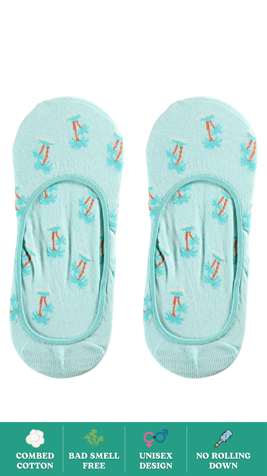 Beach Vibes No Show Socks on White Background - Trendy No Show Socks with Beach Inspired Design
