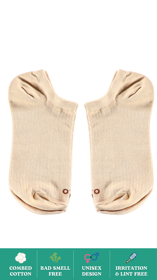 Caramel Track Beige Socks on White Background - Comfortable Sneaker Length Socks for Casual and Office Wear