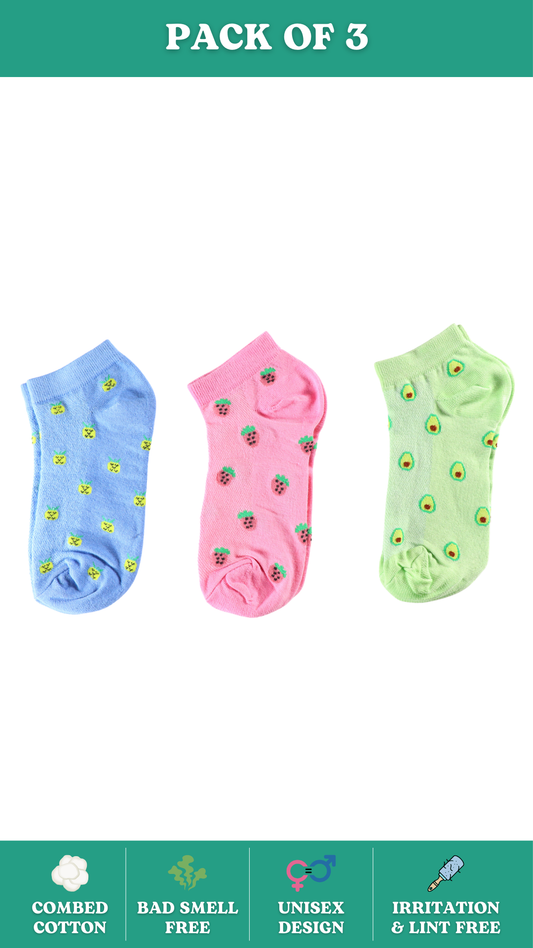 Juicytoes Combo Socks on White Background - Fruit Print Funky Socks