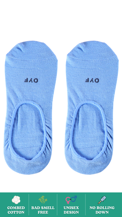 No Show Plain Blue Socks on White Background - Comfortable and Invisible Socks for Everyday Wear
