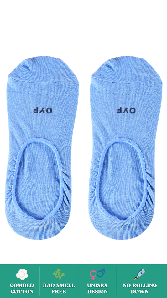 No Show Plain Blue Socks on White Background - Comfortable and Invisible Socks for Everyday Wear