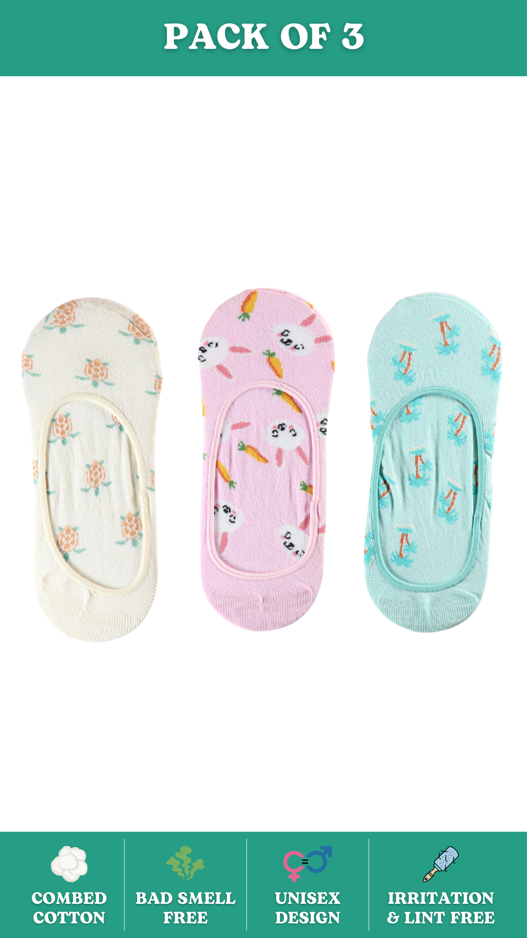 Printed No Show Socks Combo Collection on White Background - Comfortable and Stylish No Show Socks for Everyday Wear
