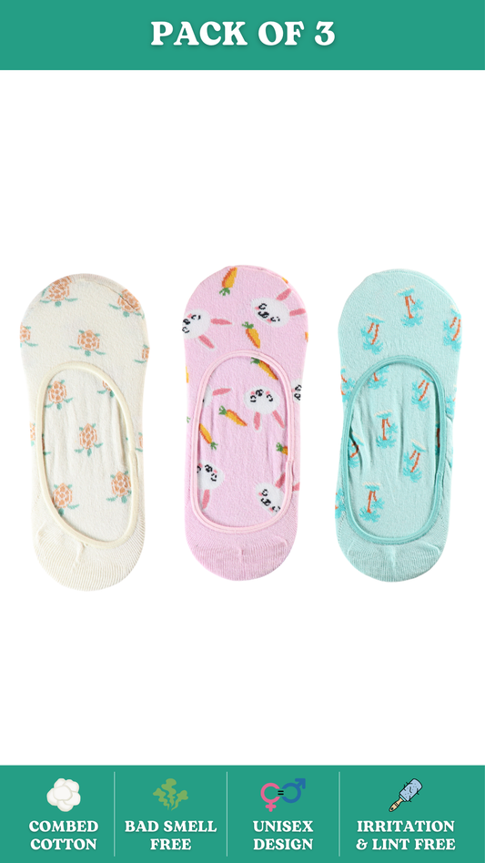 Printed No Show Socks Combo Collection on White Background - Comfortable and Stylish No Show Socks for Everyday Wear