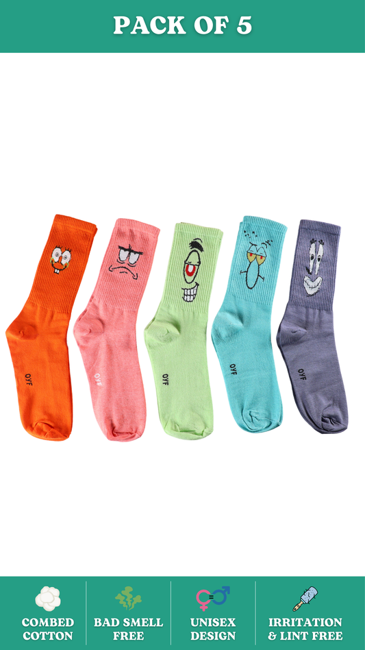 Sockmojis Combo Funky Socks on White Background - Collection of Socks with Different Emoji Designs