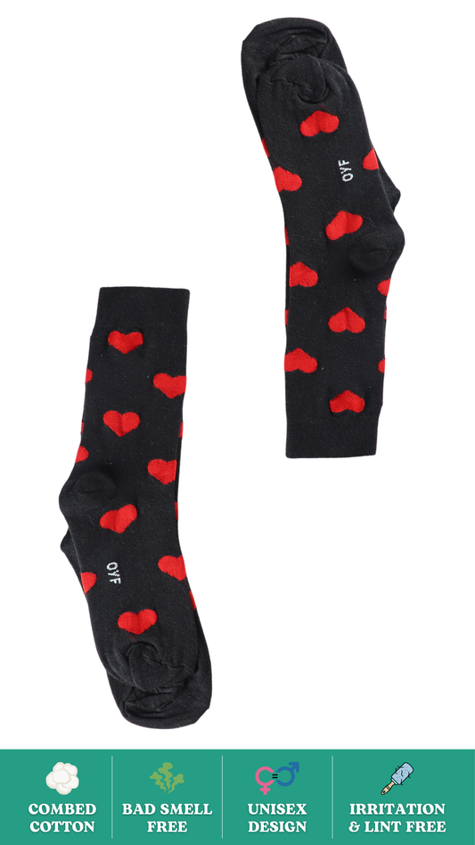 Take My Heart Black Socks on White Background - Love Heart Design Funky Socks