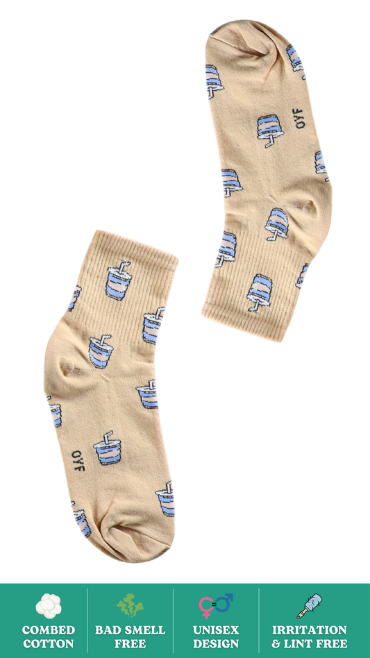 Tangy Mojito Funky Socks on White Background - Ankel Length Socks with Mojito Design