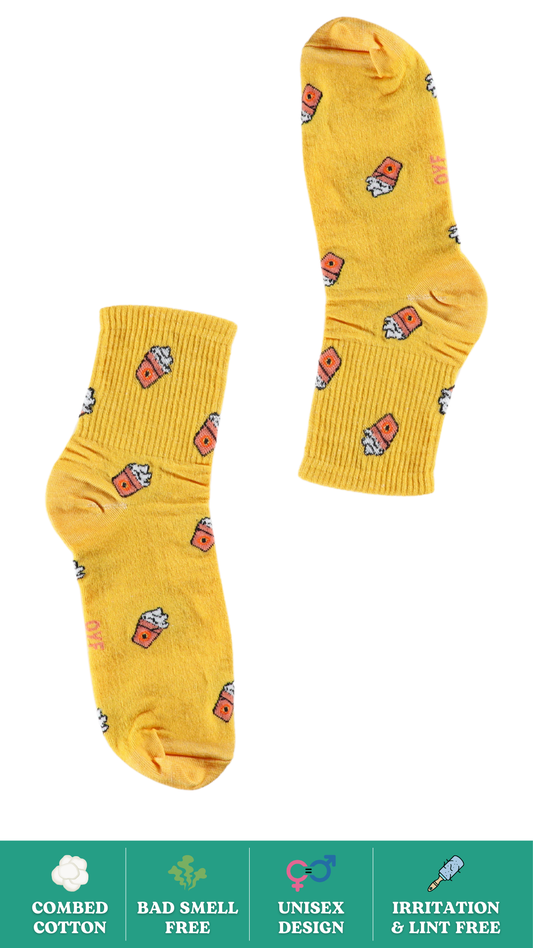 Whipped Coffee Socks on White Background - Stylish and Comfortable Ankel-Length Socks with Coffee-Inspired Design
