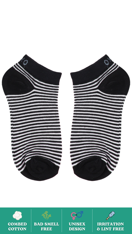 Zebra Rush Sneaker Socks on White Background - Bold and Trendy Sneaker-Length Socks with Striped Zebra Design